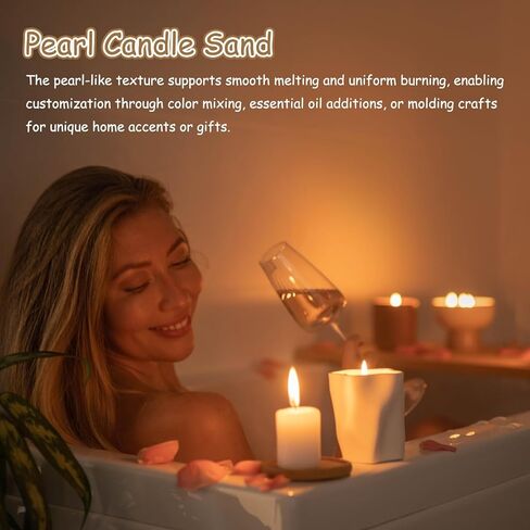 MECCANIXITY Pearled Sand Candles with 50 Pcs Wicks 21Oz / 600g Candle Beads Refillable Powder Sand Wax Making Kit for Thanksgiving Christmas Wedding Party DIY Home Crafts, Brown in Kuwait