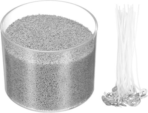 MECCANIXITY Pearled Sand Candles with 50 Pcs Wicks 21Oz / 600g Candle Beads Refillable Powder Sand Wax Making Kit for Thanksgiving Christmas Wedding Party DIY Home Crafts, Brown in Kuwait