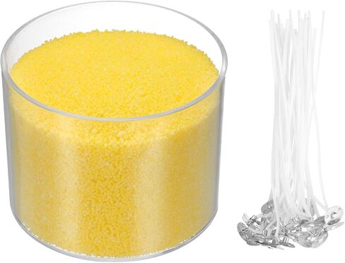 MECCANIXITY Pearled Sand Candles with 50 Pcs Wicks 21Oz / 600g Candle Beads Refillable Powder Sand Wax Making Kit for Thanksgiving Christmas Wedding Party DIY Home Crafts, Brown in Kuwait