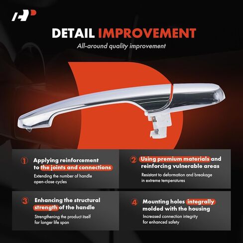 A-Premium Rear Left Driver Side Exterior Door Handle Compatible with Chevrolet Impala 2006-2013, Impala Limited 2014-2016 & Buick Allure Lacrosse 2005-2009, Chrome in Kuwait