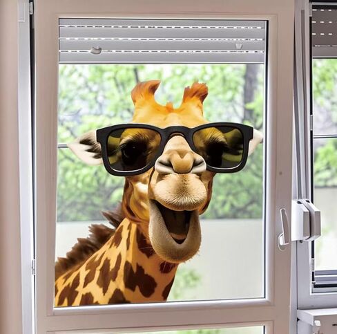 Decorative Giraffe Decal with Sunglasses, 2-Piece Waterproof Vinyl Sticker Set for Vehicle, Laptop,Window and Suitcases Decoration#MJL-1 in Saudi Arabia