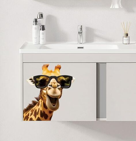 Decorative Giraffe Decal with Sunglasses, 2-Piece Waterproof Vinyl Sticker Set for Vehicle, Laptop,Window and Suitcases Decoration#MJL-1 in Saudi Arabia