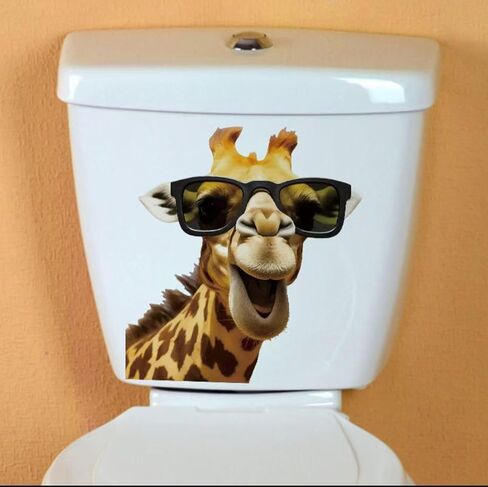 Decorative Giraffe Decal with Sunglasses, 2-Piece Waterproof Vinyl Sticker Set for Vehicle, Laptop,Window and Suitcases Decoration#MJL-1 in Saudi Arabia