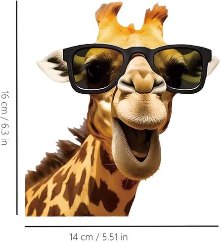 Decorative Giraffe Decal with Sunglasses, 2-Piece Waterproof Vinyl Sticker Set for Vehicle, Laptop,Window and Suitcases Decoration#MJL-1 in Saudi Arabia
