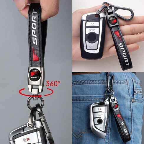 leather car keychain set for Lexus F Sport men and women family present keychain key ring lanyard accessories (black) in Kuwait