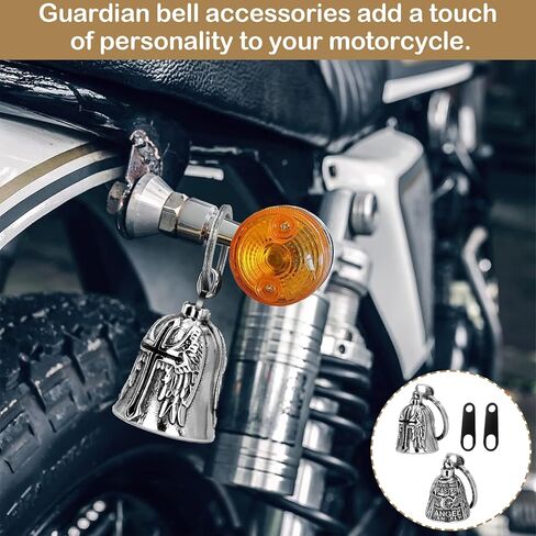 Motorcycle Bell Guardian Angel Set for Men and Women, 4PCS Guardian Bell Motorcycle with Angel Wings Cross, Keychain Ring & Mount Bracket, Gifts for Motorcyclists in Kuwait