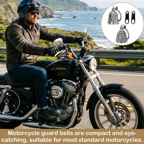 Motorcycle Bell Guardian Angel Set for Men and Women, 4PCS Guardian Bell Motorcycle with Angel Wings Cross, Keychain Ring & Mount Bracket, Gifts for Motorcyclists in Kuwait