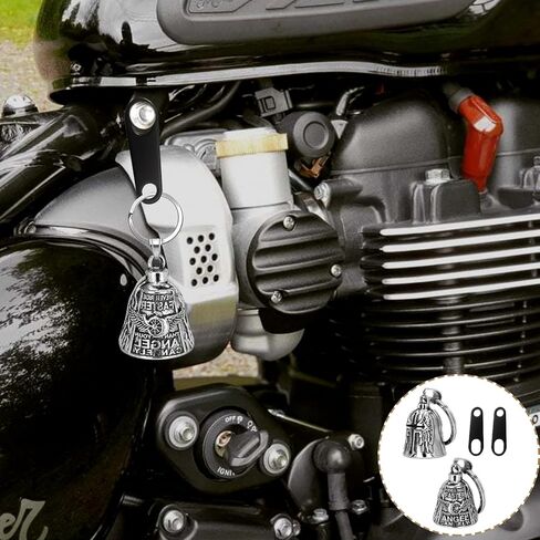 Motorcycle Bell Guardian Angel Set for Men and Women, 4PCS Guardian Bell Motorcycle with Angel Wings Cross, Keychain Ring & Mount Bracket, Gifts for Motorcyclists in Kuwait