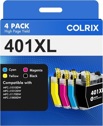 LC401XL LC401 MFC-J1010DW Ink Cartridges Compatible Replacement for Brother LC401 LC401-XL Work for MFC-J1010DW MFC-J1170DW MFC-J1800DW (4 Pack,Black Cyan Yellow Magenta) in Saudi Arabia