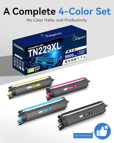 خرطوشة حبر TN229XL TN229 مكونة من 4 عبوات لطابعات Brother MFC-L3780CDW HL-L3280CDW HL-L3220CDW MFC-L3720CDW HL-L3300CDW، إنتاجية عالية تصل إلى 9900 صفحة (أسود، سماوي، أرجواني، أصفر) in Kuwait