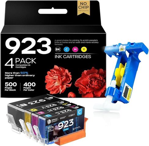 Compatible 923 923XL Ink Cartridges (NO CHIP) Work with 923 923XL 923E Ink Cartridges Combo Pack Replacement for OfficeJet Pro 8135e 8130e 8139e 8138e 8122e 8120 8124e 8125e 8130 8132e Printer(4 Pack) in Saudi Arabia