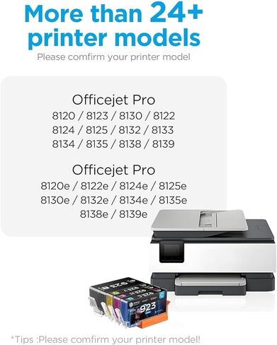 Compatible 923 923XL Ink Cartridges (NO CHIP) Work with 923 923XL 923E Ink Cartridges Combo Pack Replacement for OfficeJet Pro 8135e 8130e 8139e 8138e 8122e 8120 8124e 8125e 8130 8132e Printer(4 Pack) in Saudi Arabia