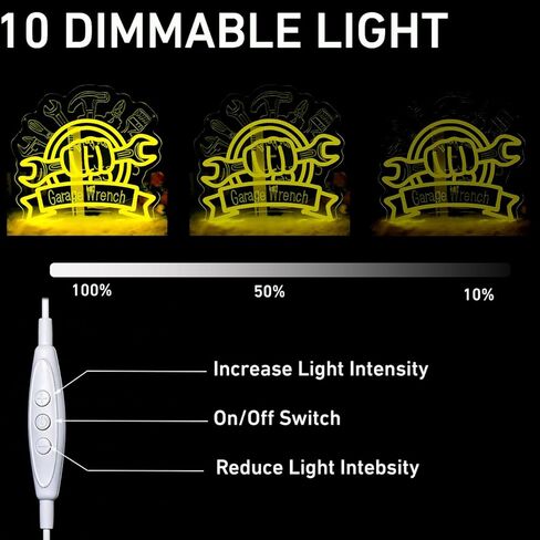 Garage Wrench Neon Sign for Wall Decor, Dimmable Garage LED Neon Light for Workshop Man Cave Garage Auto Repair Shop, Cool Mechanic Gift(Yellow, 13.6 * 12.8 in) in Kuwait
