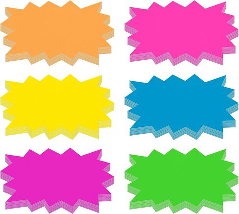 60 PCS Starburst Sign Cards, 6 Blank Star Shape Pricing Tags for Supermarkets, Stores, Shops, Sale Paper Signs for Retail Garage/Yard Sale Sign Display Supplies (5" x 6.5") in Kuwait