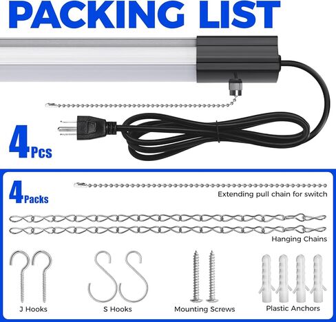 بارينا BS84 أضواء متجر LED لورشة العمل 4FT، 84W، 10000LM، 5000K تركيبات الإضاءة القابلة للربط للمرآب، الطابق السفلي، التعليق أو التركيب، ETL، 4 عبوات in Kuwait