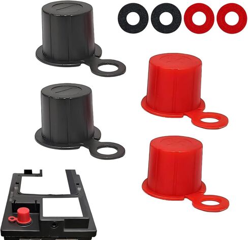 WZP 4PCS Car Battery Terminal Covers, Top Post Plastic Battery Post Caps with Washers, Universal Positive & Negative Battery Terminal Insulator Protector for SUV, Sedan, Truck (Black/Red) in Saudi Arabia