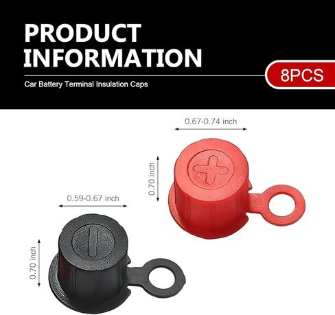 WZP 4PCS Car Battery Terminal Covers, Top Post Plastic Battery Post Caps with Washers, Universal Positive & Negative Battery Terminal Insulator Protector for SUV, Sedan, Truck (Black/Red) in Saudi Arabia