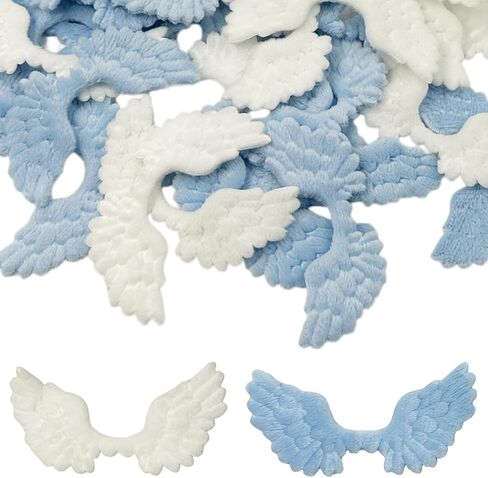 50PCS Plush Angel Wings, 3.07 Inches Angel Wing Sew on Decorative Patches, Soft Fluffy Fairy Wing Ornament for Hair Clips, DIY Doll Crafts, Clothing, Gift Wrapping & Party Decorations Supplies in Saudi Arabia