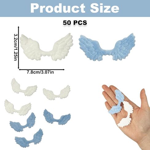 50PCS Plush Angel Wings, 3.07 Inches Angel Wing Sew on Decorative Patches, Soft Fluffy Fairy Wing Ornament for Hair Clips, DIY Doll Crafts, Clothing, Gift Wrapping & Party Decorations Supplies in Saudi Arabia