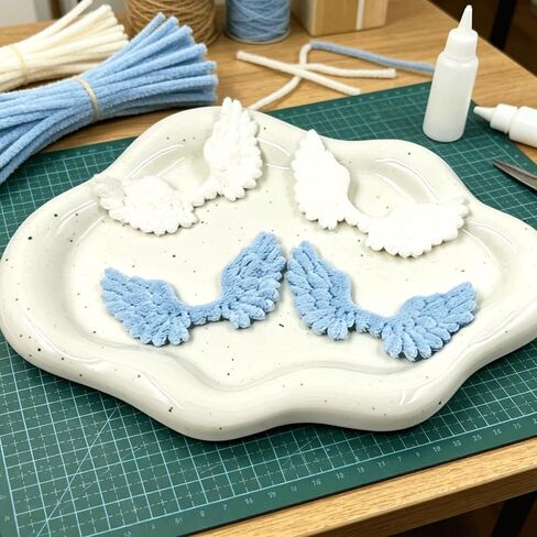 50PCS Plush Angel Wings, 3.07 Inches Angel Wing Sew on Decorative Patches, Soft Fluffy Fairy Wing Ornament for Hair Clips, DIY Doll Crafts, Clothing, Gift Wrapping & Party Decorations Supplies in Saudi Arabia