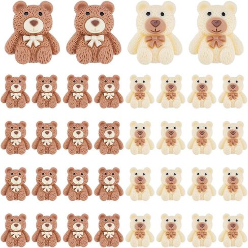 UNICRAFTALE About 60pcs 2 Colors Cartoon Bear Resin Cabochon Flatbacks Cute Opaque Resin Cabochon Mini Teddy Bears for Crafts Phone Decor Scrapbooking Hair Bows Accessories in Kuwait