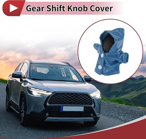 1 Pc Gear Shift Knob Cover Stick Shifting Handle Protector Hoodie Style Blue Faux Leather in Kuwait