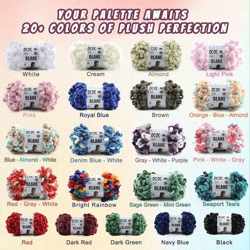 Loop Yarn for Finger Knitting Soft - Chunky Yarn for Hand Knitting - 2 Pack of 180 G/6.4 Oz - #7 Jumbo - 18 Yards - Chenille Blanket Yarn for Crocheting Blankets (2, Denim Blue - White) in Kuwait