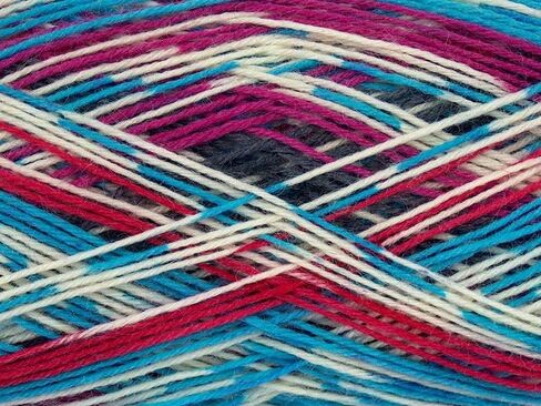 Colorway Sock Yarn - 100 Gram (3.53 oz) 400 Meters (437 Yards) Superfine Sock Fingering Weight Yarn - Pink, Red, White, Blue in Kuwait