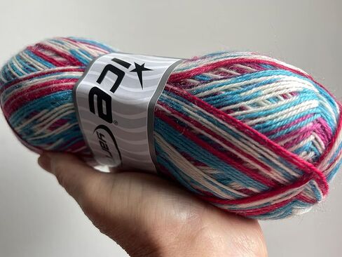 Colorway Sock Yarn - 100 Gram (3.53 oz) 400 Meters (437 Yards) Superfine Sock Fingering Weight Yarn - Pink, Red, White, Blue in Kuwait