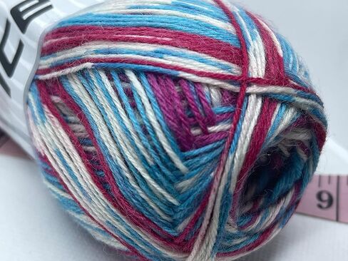 Colorway Sock Yarn - 100 Gram (3.53 oz) 400 Meters (437 Yards) Superfine Sock Fingering Weight Yarn - Pink, Red, White, Blue in Kuwait