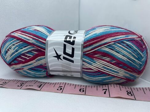 Colorway Sock Yarn - 100 Gram (3.53 oz) 400 Meters (437 Yards) Superfine Sock Fingering Weight Yarn - Pink, Red, White, Blue in Kuwait