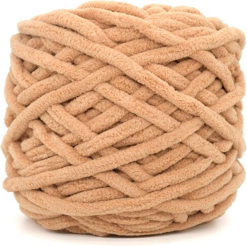 Chunky Velvet Chenille Yarn for Crocheting Velvet Fluffy Plush Thick Bulky Chunky Chenille Velvet Soft Baby Blanket Yarn for Crocheting Hand Knitting 100g(Khaki) in Saudi Arabia