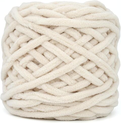 Chunky Velvet Chenille Yarn for Crocheting Velvet Fluffy Plush Thick Bulky Chunky Chenille Velvet Soft Baby Blanket Yarn for Crocheting Hand Knitting 100g(Khaki) in Saudi Arabia