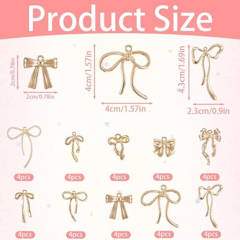 40 Pcs Gold Alloy Bowknot Charms Cute Mini Bowknot Dangle Charms Bow Bow Pendant Charm for DIY Christmas Decorate, Crafts Supplies, Necklace in Kuwait