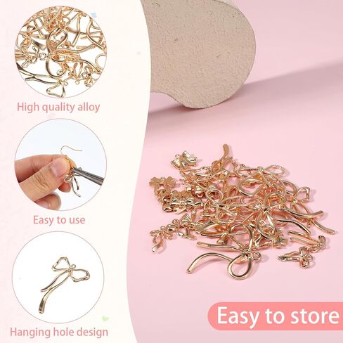 40 Pcs Gold Alloy Bowknot Charms Cute Mini Bowknot Dangle Charms Bow Bow Pendant Charm for DIY Christmas Decorate, Crafts Supplies, Necklace in Kuwait