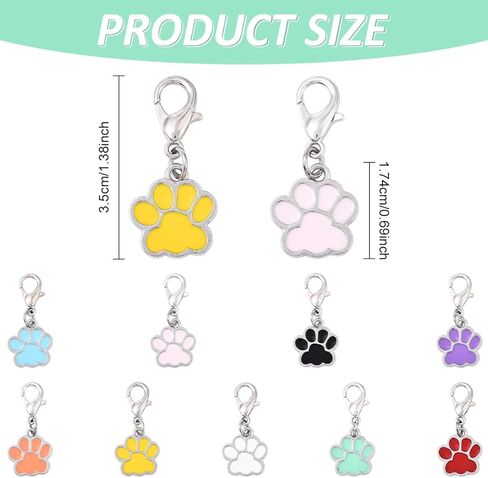 Echoed Elegance 45Pcs Alloy Enamel Pendants, 9 Styles Mixed Color Charms, Paw Print Design with Swivel Clasps, 35mm for Jewelry Making(45Pcs Paw Print) in Saudi Arabia