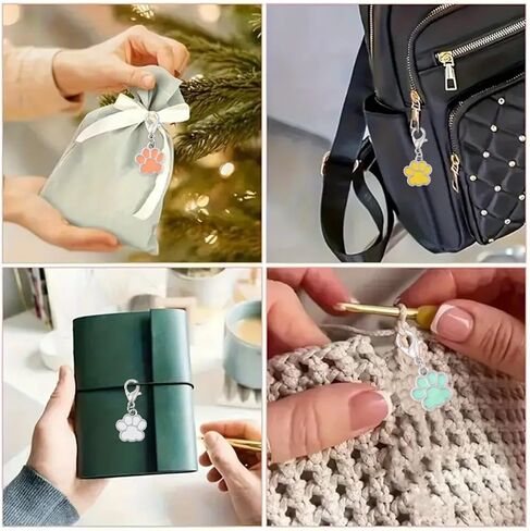 Echoed Elegance 45Pcs Alloy Enamel Pendants, 9 Styles Mixed Color Charms, Paw Print Design with Swivel Clasps, 35mm for Jewelry Making(45Pcs Paw Print) in Saudi Arabia