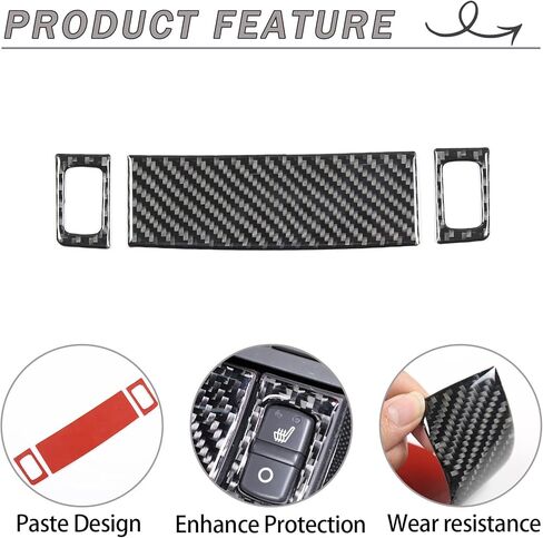 Lcojicep Car Interior Panel Trim Sticker Compatible with Corvette C6 Z06 ZR1 2005-2013 Real Carbon Fiber Interior Decorative Protective Cover Accessories (Seat Heating Button Panel A) in Kuwait