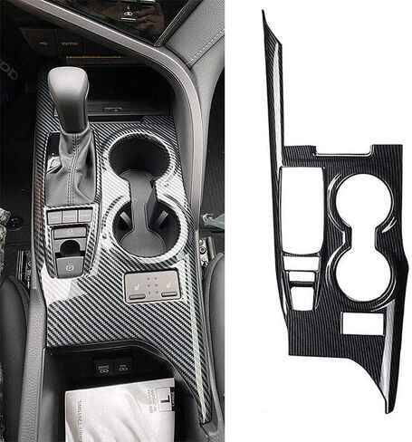 LEXLEY Gear Shift Frame Console Panel Trims Cover Cup Holder Decor Decal Compatible with Toyota Camry XLE/XSE 2018 2019 2020 2021 2022 2023 2024,Not Fit LE SE -Carbon Fiber Black in Kuwait