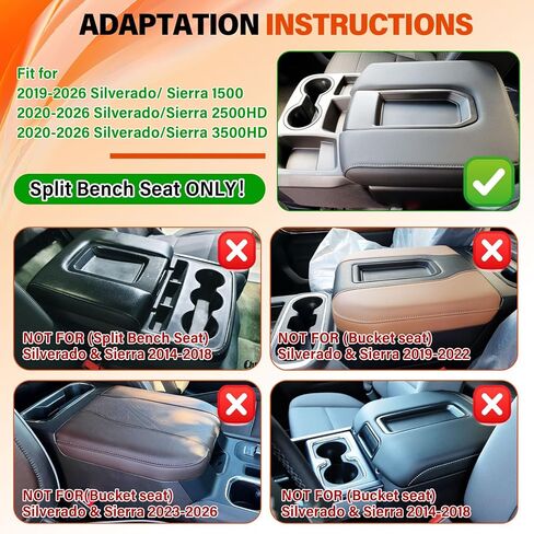 Front Cup Holder Storage Tray for 2019-2026 Chevy Silverado GMC Sierra 1500 & 2020-2026 2500HD 3500HD Accessories, Interior Armrest Center Console Organizer, (Jump Seat Split-Bench Only) in Kuwait