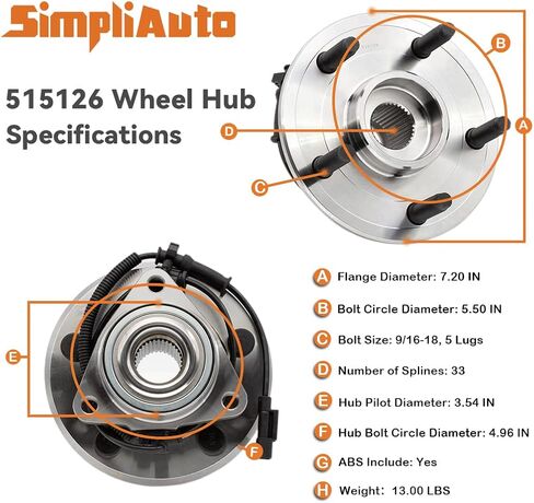 Front Wheel Hub Bearing Replacement for Dodge Ram 1500 2009-2010 /Ram 1500 2011 [515126] in Kuwait