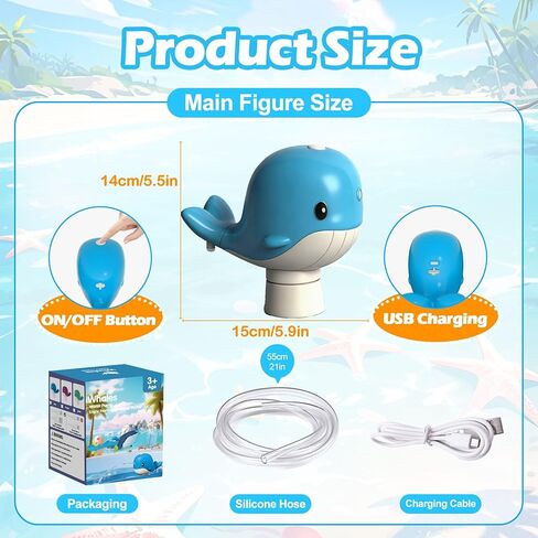 Water Table Pump,Battery Powered Whale Water Pump for Water Table Continuous Flow, Cordless, Rechargeable,No Damage Installation Outdoor Play Accessories for Kids(no Water Table Included) (Blue) in Saudi Arabia