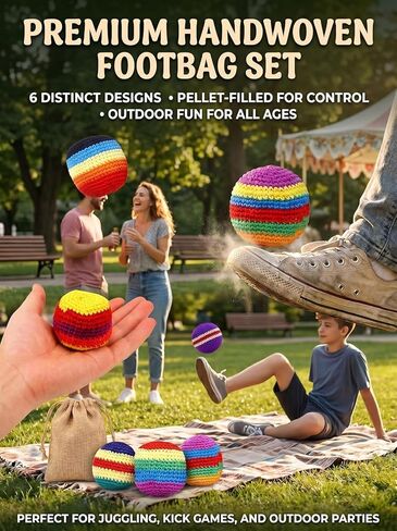 3Pcs Hand Made Knitted Footbag Sac, 2026 Upgraded Assorted Foot Bag Crochet Footbag Sacs for Adults, Juggling Balls for Beginners, Multicolored Geometric Pattern (Random Color) in Kuwait