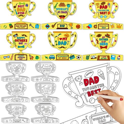 Fathers Day Crafts for Kids 48 PCS DIY Trophy Coloring Craft Kit Make Your Own Best Dad Trophy Gifts Projects Father's Day Toddlers Family Home Classroom Arts and Crafts Activities Party Supplies in Saudi Arabia