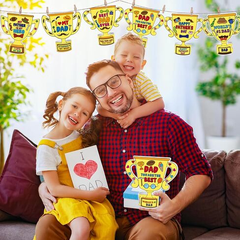 Fathers Day Crafts for Kids 48 PCS DIY Trophy Coloring Craft Kit Make Your Own Best Dad Trophy Gifts Projects Father's Day Toddlers Family Home Classroom Arts and Crafts Activities Party Supplies in Saudi Arabia