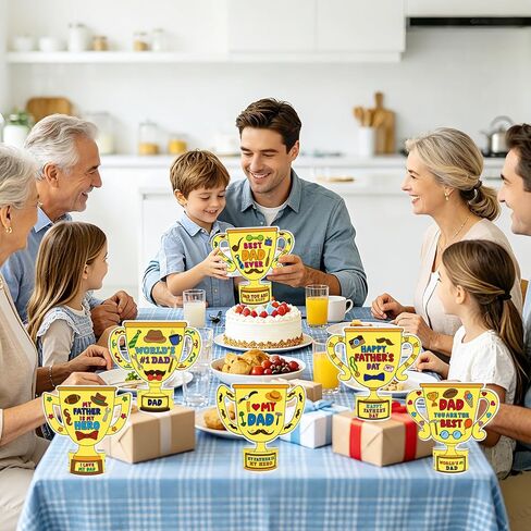 Fathers Day Crafts for Kids 48 PCS DIY Trophy Coloring Craft Kit Make Your Own Best Dad Trophy Gifts Projects Father's Day Toddlers Family Home Classroom Arts and Crafts Activities Party Supplies in Saudi Arabia