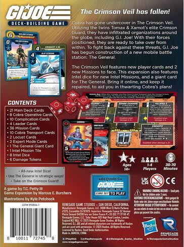Renegade Game Studios G.I. Joe Deck-Building Game: The Crimson Veil Expansion, 2 Missions, Intel Dice, 1-4 Players in Kuwait