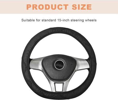 Car Steering Wheel Cover, 14.5-15 Inch Elastic Microfiber Leather Steering Wheel Protector without Lining, Breathable Wheels Cover Anti-Slip Interior Decor for RV SUV Truck (Black) in Saudi Arabia