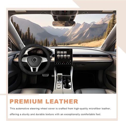 Car Steering Wheel Cover, 14.5-15 Inch Elastic Microfiber Leather Steering Wheel Protector without Lining, Breathable Wheels Cover Anti-Slip Interior Decor for RV SUV Truck (Black) in Saudi Arabia