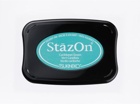 Tsukineko StazOn Ink Pad for Stamping Green, Caribbean Opaque-Air Dry, Water-Resistant, Embossing, Youth Large / 11-13 in Kuwait